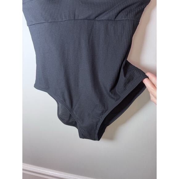 Andie Swim The Mykonos Rib One Piece Long Torso Swimsuit Black size M Tall NEW - Picture 16 of 16